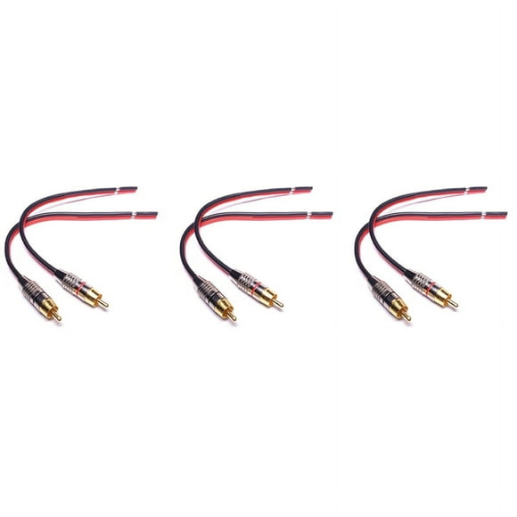 6X Speaker Cables to RCA Plugs Adapter, 2-Channel (1 Foot)