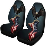 FMSHPON Set of 2 Car Seat Covers Eagle American Flag Universal Auto Front Seats Protector Fits for Car,SUV Sedan,Truck
