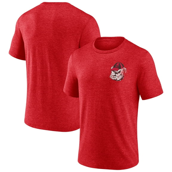Men's Red Georgia Bulldogs Left Distressed Logo Tri-Blend T-Shirt