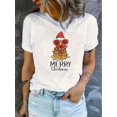 thumbnail image 1 of Women's Festive Christmas Chicken Graphic Tee - Casual & Sporty Round Neck Short Sleeve, Comfortable Polyester Blend Summer Top with "Merry Christmas" Print, Machine Washable, 1 of 6