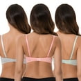 thumbnail image 2 of Curve Muse Plus Size Womens Cotton Unlined Balconette Underwire Bras-3 Pack-GRAY,LIGHT PINK,LIGHT GREEN-36DDDD, 2 of 7