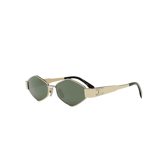 Celine Triomphe Unisex Hexagon Fashion Sunglasses, Gold Havana/Green