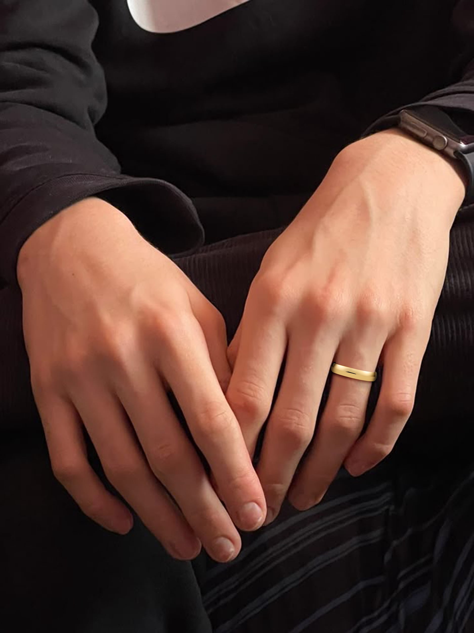 Oxford Ivy Men's 14K Gold Wedding Band 4mm Classic Yellow Gold Plain Wedding Band Ring Size 10.5