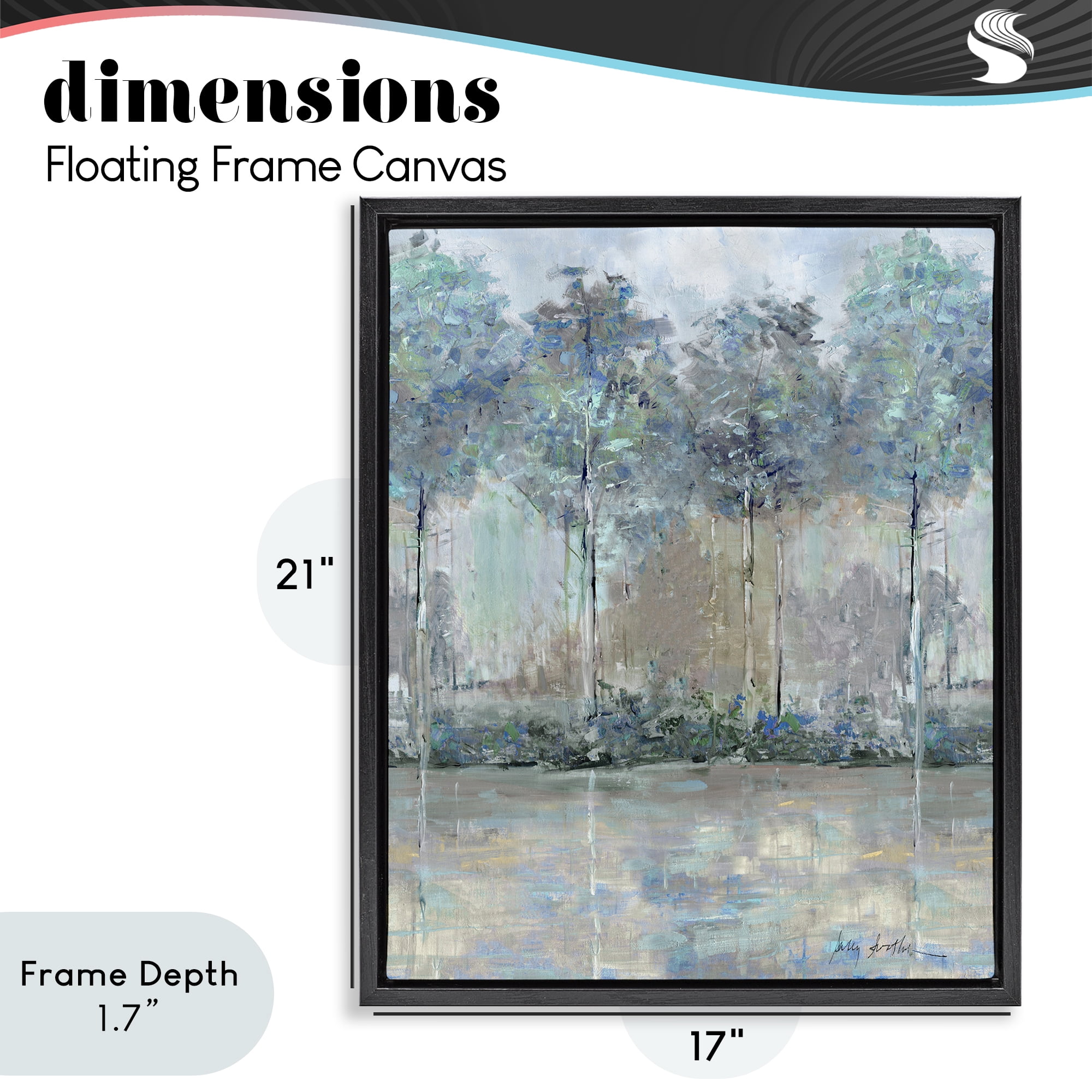 Stupell Industries Subdued Impression of Trees Black Framed Floater Canvas Wall Art, design by Sally Swatland