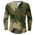thumbnail image 4 of Dagegui Camo Henley Shirts for Men Long Sleeve Camouflage Pullover Shirt Big and Tall Crewneck Button Tees Tops Casual Fall Daily T-Shirts Green S, 4 of 4