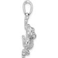 thumbnail image 2 of Sterling Silver Polished/Textured Frog Hanging From Leg Pendant (Width 20) (Length 25) - Jbsp, 2 of 5