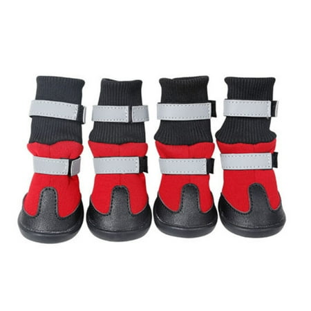 MLINS Anti Pet Snow Boots Protective Shoes Dog Rain Booties Size L (Red)