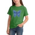 thumbnail image 3 of Girls Kids Army Green Soft Cotton Butterfly Graphic Tee Short Sleeve Crew Neck T-Shirt 2T,Size 6 T, 3 of 6