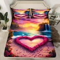 thumbnail image 2 of Erosebridal Rose Heart Twin Sheet Sets, Ocean Beach Bed Sheets Twin, Romantic Anniversary Bedding Twin Size, Lightweight Bedroom Decoration, 3pcs, 2 of 7