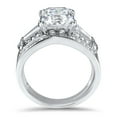 thumbnail image 3 of 2 Carat Vintage Style Sterling Silver CZ Bridal Wedding Engagement Ring Set for Women Size 8, 3 of 5
