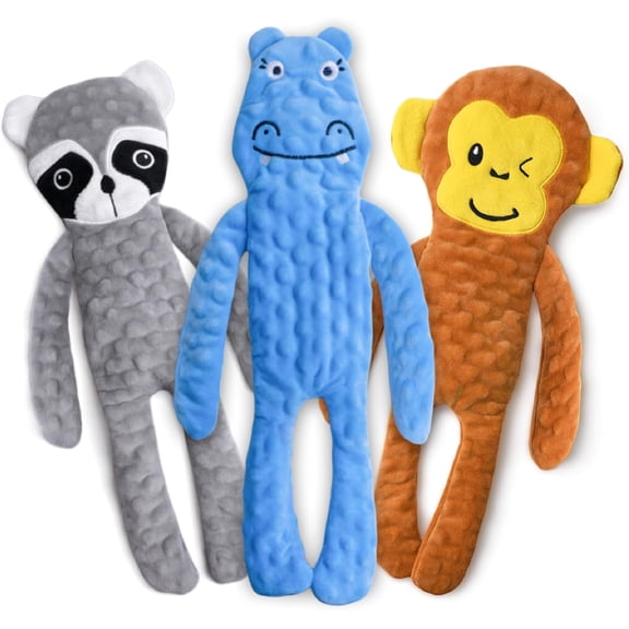 SHARLOVY No Stuffing Dog Toys 3 Pack, Crinkle Interactive Dogs Toy for Boredom, Puppy Toys for Teething to Keep Them Busy, Cute Squeaky Dogs Toy for Small, Medium, and Large Breed