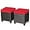 Red, variant on CLEEMAN Outdoor Ottoman Set of 2, All Weather Rattan Wicker Patio Ottoman w/Removable Cushions, Outdoor Footstool Footrest for Patio Garden Porch Poolside (Brown)