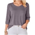 thumbnail image 7 of Godom Blouses for Women Dressy Casual 3/4 Length Sleeve Womens Tops Solid Color Tshirt, 7 of 7