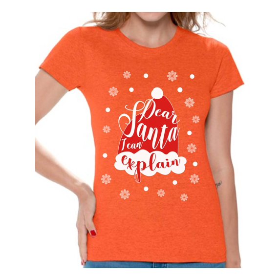 Awkward Styles Dear Santa I Can Explain Tshirt for Women Dear Santa Shirts Funny Christmas Shirt for Women Xmas Women's Tshirt Holiday Gifts Holiday Shirt for Christmas Santa Hat Shirt Xmas Party