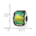 thumbnail image 2 of Sterling Silver Reflections Yellow Dichroic Glass Square Bead Charm - Measures 10.91x8.18mm Wide, 2 of 2