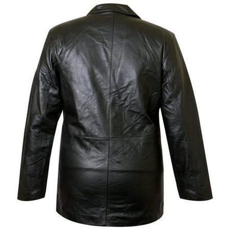 Ladies Black Oiled Cowhide - Lucky Leather Ladies Lucky Leather 418-C Cowhide Leather Blazer with Double Button Closure Black Small