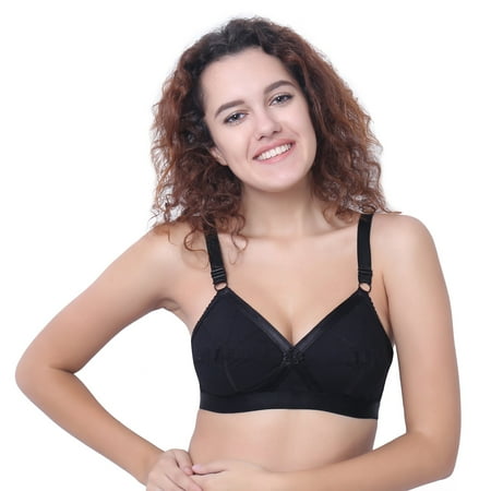 

Women s Full Cup Everyday Plus Size Cotton Bra Comfortable Push Lingerie B C and D Cup Bra Black