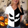 thumbnail image 2 of Halloween T Shirt Women Funny Pumpkin Face Printed Cute Tee Short Sleeve Casual Funny Halloween Party Tops, 2 of 7