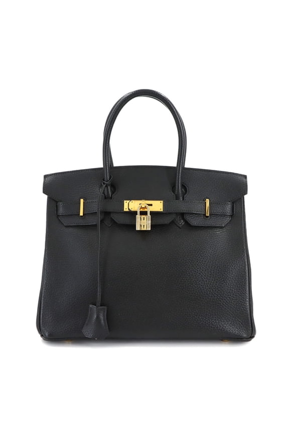 Pre-Owned Hermes Birkin 30 Ardennes Black Handbag E Stamp Gold Hardware