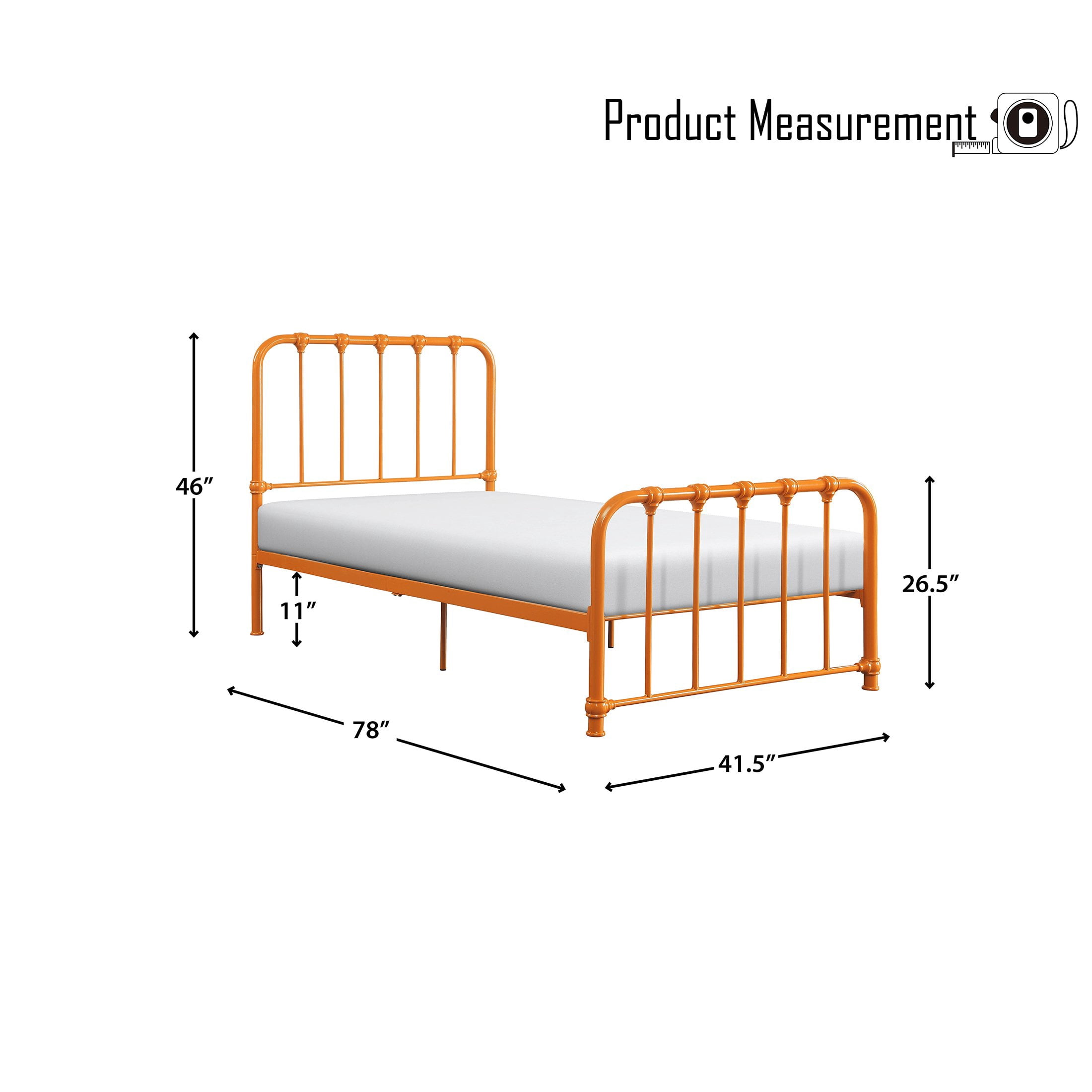 OakvillePark Umatilla Metal Platform Bed, Twin, Orange