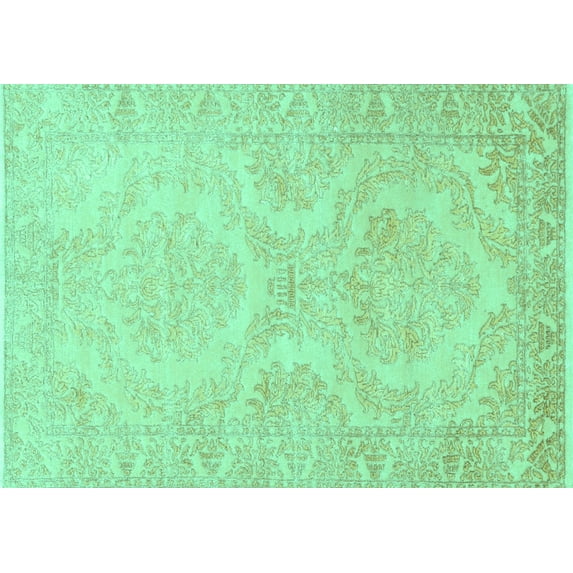 Ahgly Company Machine Washable Indoor Rectangle Persian Turquoise Blue Traditional Area Rugs, 4' x 6'