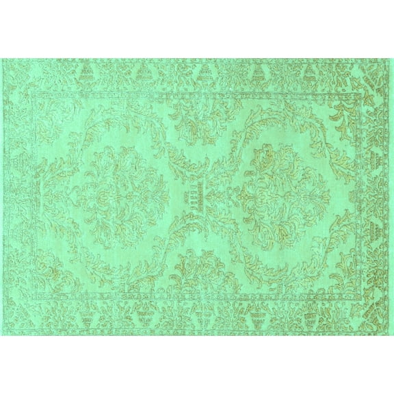 Ahgly Company Machine Washable Indoor Rectangle Persian Turquoise Blue Traditional Area Rugs, 5' x 7'