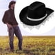 thumbnail image 2 of Sombrero de Vaquero con Borlas Jinwen Sombrero de Sol Ala Grande Negro, 2 of 8
