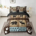 thumbnail image 2 of Erosebridal Cute Deer Bear Bedding Full Size,Jungle Animal Bed Set,Brown Grid Checkered Bedding Sets Full Size,Breathable Bedroom Decor Reversible,7pcs, 2 of 6