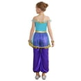 thumbnail image 5 of CHICTRY Kids Girls Arabian Princess Jumpsuit Sequins Off Shoulder Bodysuit with Wrist Bands Blue 6, 5 of 7
