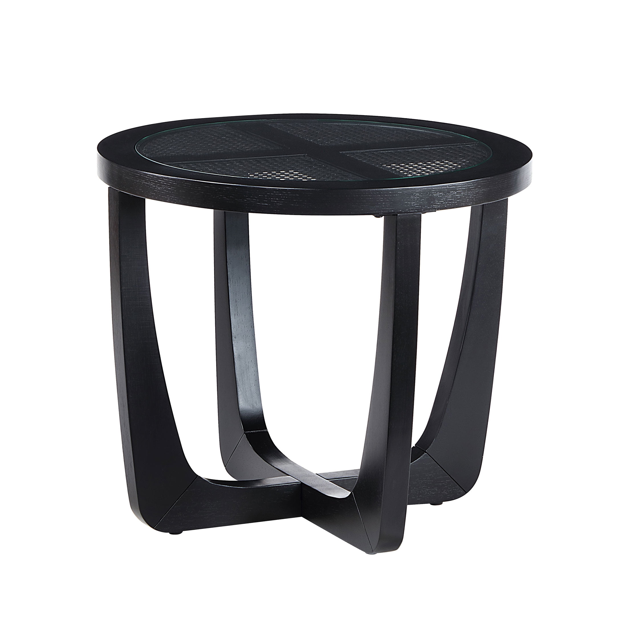 Beautiful Glass Rattan End Table, Black