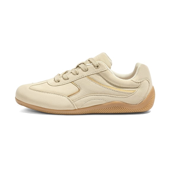 LUCKY STEP Retro Fashion Sneakers Lightweight Comfort Casual Shoes,Beige,Womens