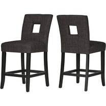 Weston Home Landen Linen Keyhole Counter Height Stool, Set of 2, Dark Gray