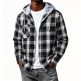 thumbnail image 4 of Lumtrix Mens Hooded Flannel Shirts Lightweight Long Sleeve Hoodie Shirt Casual Plaid Button Down Jackets with Pocket White 3XL, 4 of 4