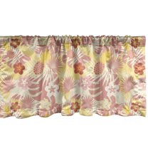 Ambesonne Tropical Window Valance, Monstera Leaf Pineapple, 54" X 18", Dried Rose Mustard