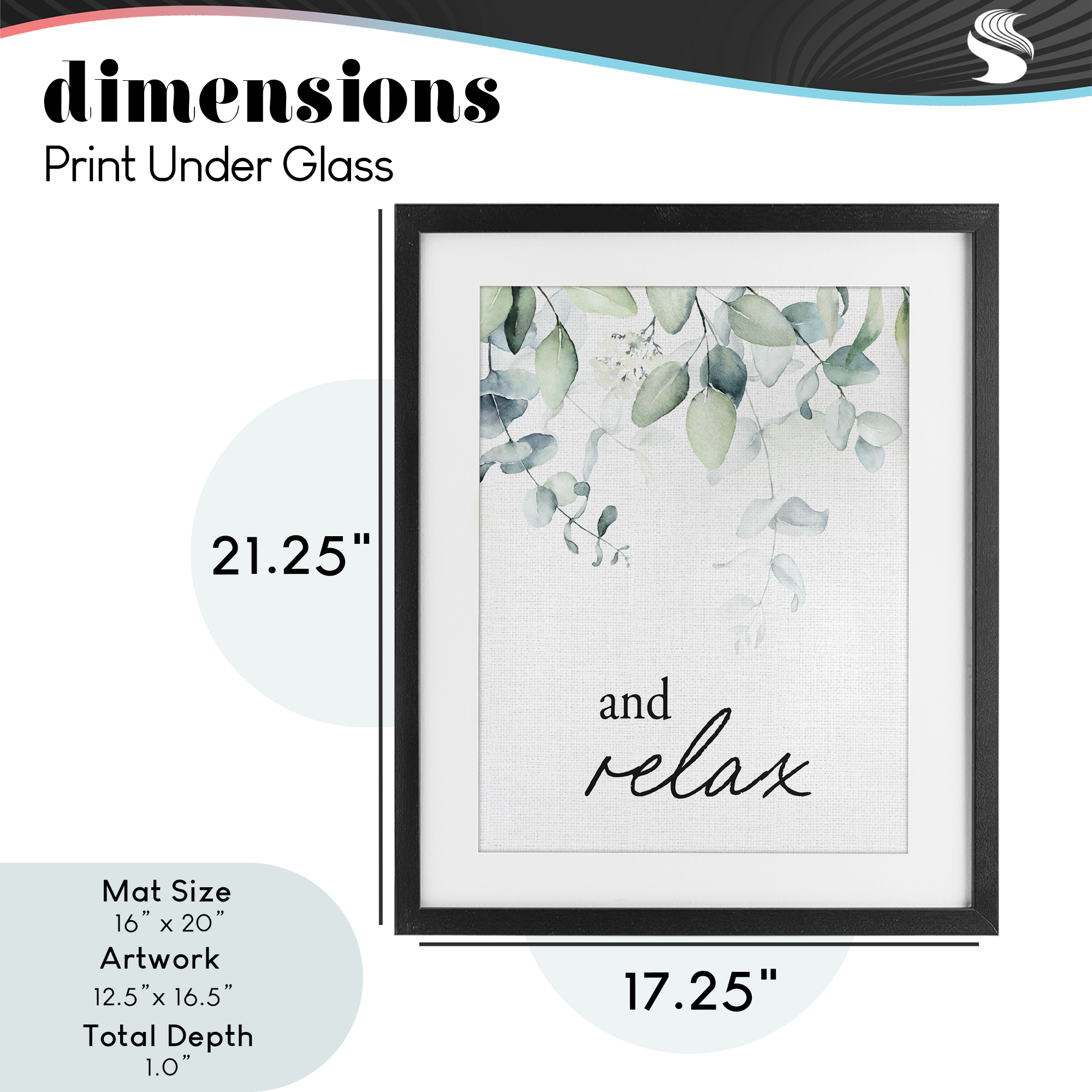 And Relax Minimal Herbs Black Framed Print Under Glass, design by Lettered and Lined