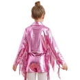 thumbnail image 5 of iiniim Girls Shiny Metallic Fringe Jacket Long Sleeve Sparkly Dance Tassel Jacket Coat Hip Hop Jazz Clothes Pink 6, 5 of 7