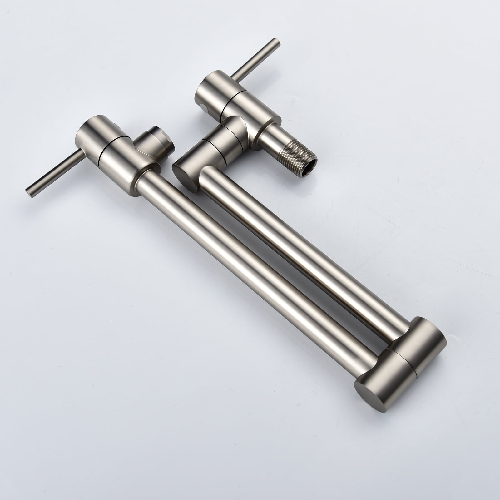 Brass Folding Faucet 1/2" NPT Wall Mount Kitchen Faucet Two Handles Cold Water Tap Nickel