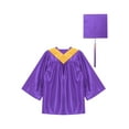 thumbnail image 4 of YONGHS Girls Graduation Gown Cap Set Kindergarten Preschool Church Robe Kids Children Uniform Outfit Purple 27, 4 of 5