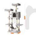 thumbnail image 5 of Feandrea 59.1 Inch Cat Tree Condo with Scratching Post, Kitty Tower Pet Playhouse, Light Gray, 5 of 5