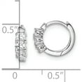 thumbnail image 4 of Sterling Silver Rh-Plated 3-Stone Cz 2X11mm Hinged Hoop Earrings (11 X 12) Made In Thailand qe15317, 4 of 5