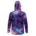 thumbnail image 2 of SEANATIVE Men's Fishing Hoodie UV Protection Hooded Top Long Sleeve Sun Block Top with Mesh Mask Fishing Clothes Sun Shirt Athletic Wear Outfit for Men, L, Butterfly Galaxy Violet, 2 of 7