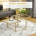 thumbnail image 4 of HOMCOM Coffee Table, Tempered Glass Coffee Table with 2 Square Tabletops, Modern Coffee Tables for Living Room, Bedroom, Gold, 4 of 8