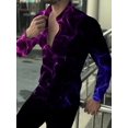 thumbnail image 1 of Camisa de moda para hombre con impresión HD, tela saludable, suave y cómoda, para primavera, verano, informal, para exteriores, calle, rayas curvas, coloridas, 1 of 6