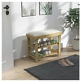 thumbnail image 2 of Bamboo Shoe Bench, 3-Tier Entryway Bench with Cushion, Shoe Storage Organizer, 2 of 9