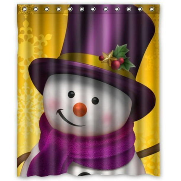 MOHome Happy Snowman Shower Curtain Waterproof Polyester Fabric Shower
