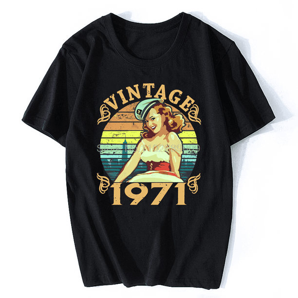 Vintage 1971 Pin Up Girl modelo Pop Art Girls camiseta verano divertido hombres mujeres Casual camisetas gráficas ropa de hombre ropa de calle