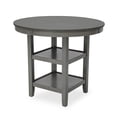 thumbnail image 2 of JERFIT 5-Piece Counter Height Dining Set with Round Rubberwood Table and 4 Upholstered Chairs, Gray Farmhouse Kitchen Pub Set with Storage Shelves, 2 of 6