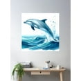 thumbnail image 2 of Dolphin Jumping Into The Water, Sea Poster Wall Art, Modern Wall Decor For Living Room Bedroom, 17x17 UNFRAMED, 2 of 3