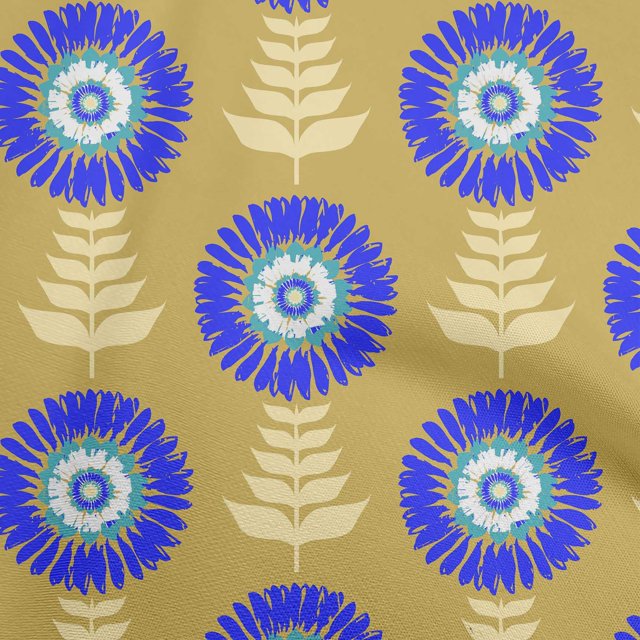 oneOone Georgette Viscose Olive Green Fabric Asian Block Floral Sewing Craft Projects Fabric Prints By Yard 42 Inch Wide