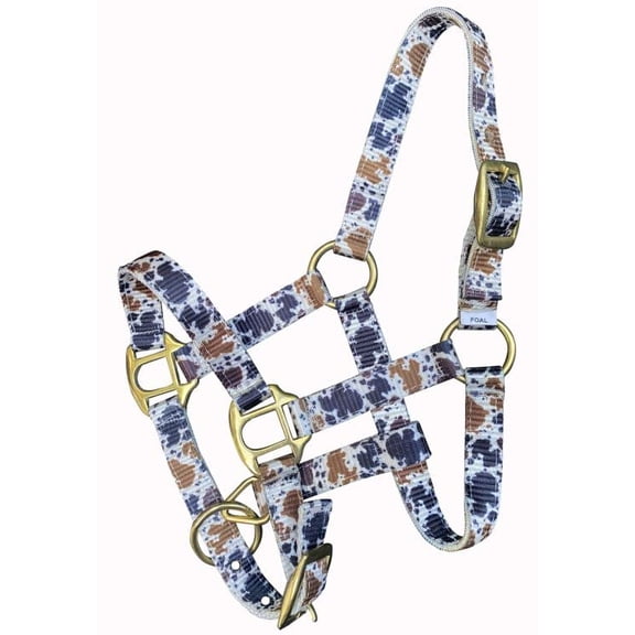 Showman Foal/Mini Cowhide Print Nylon Halter
